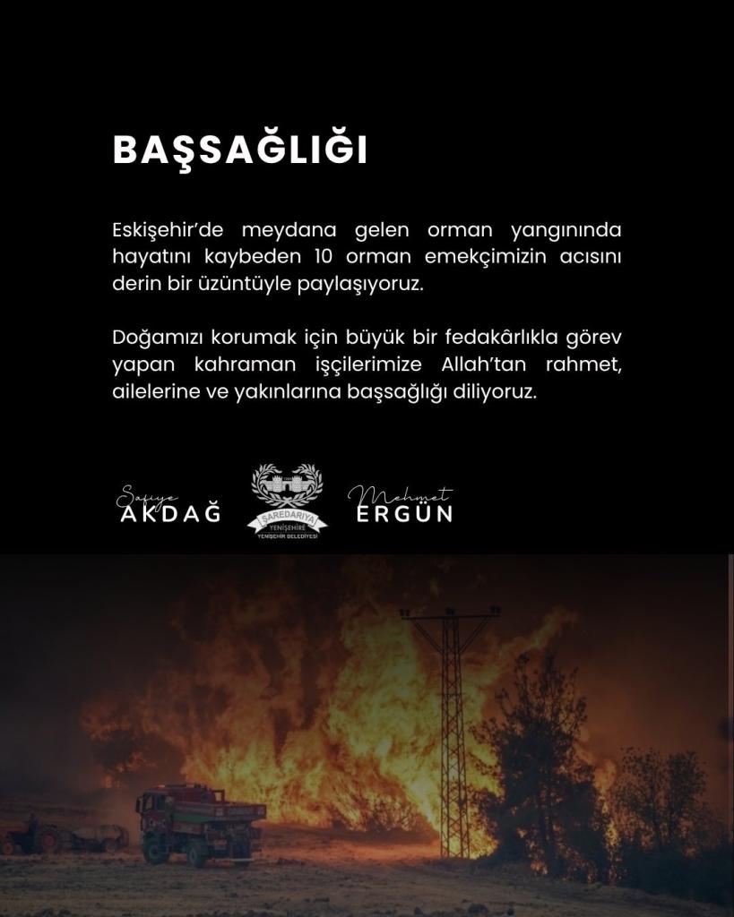Eskişehir’de meydana gelen orman yangınında hayatını kaybeden 10 emekçi yurttaş için başsağlığı mesa